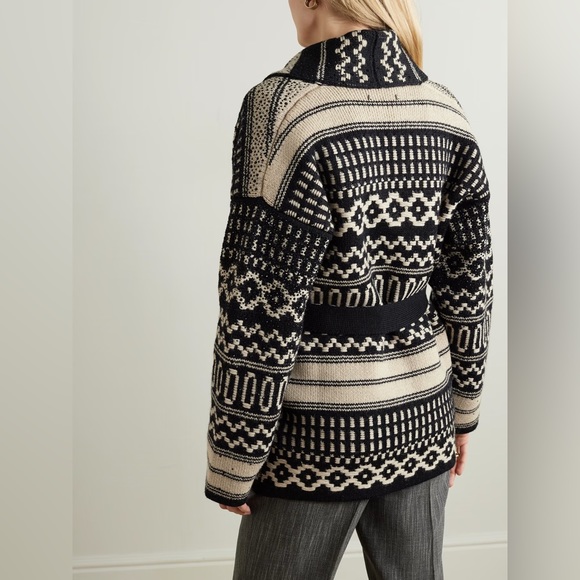 Golden Goose. Belted crystal-embellished jacquard-knit wool cardigan. Small - Picture 3 of 4